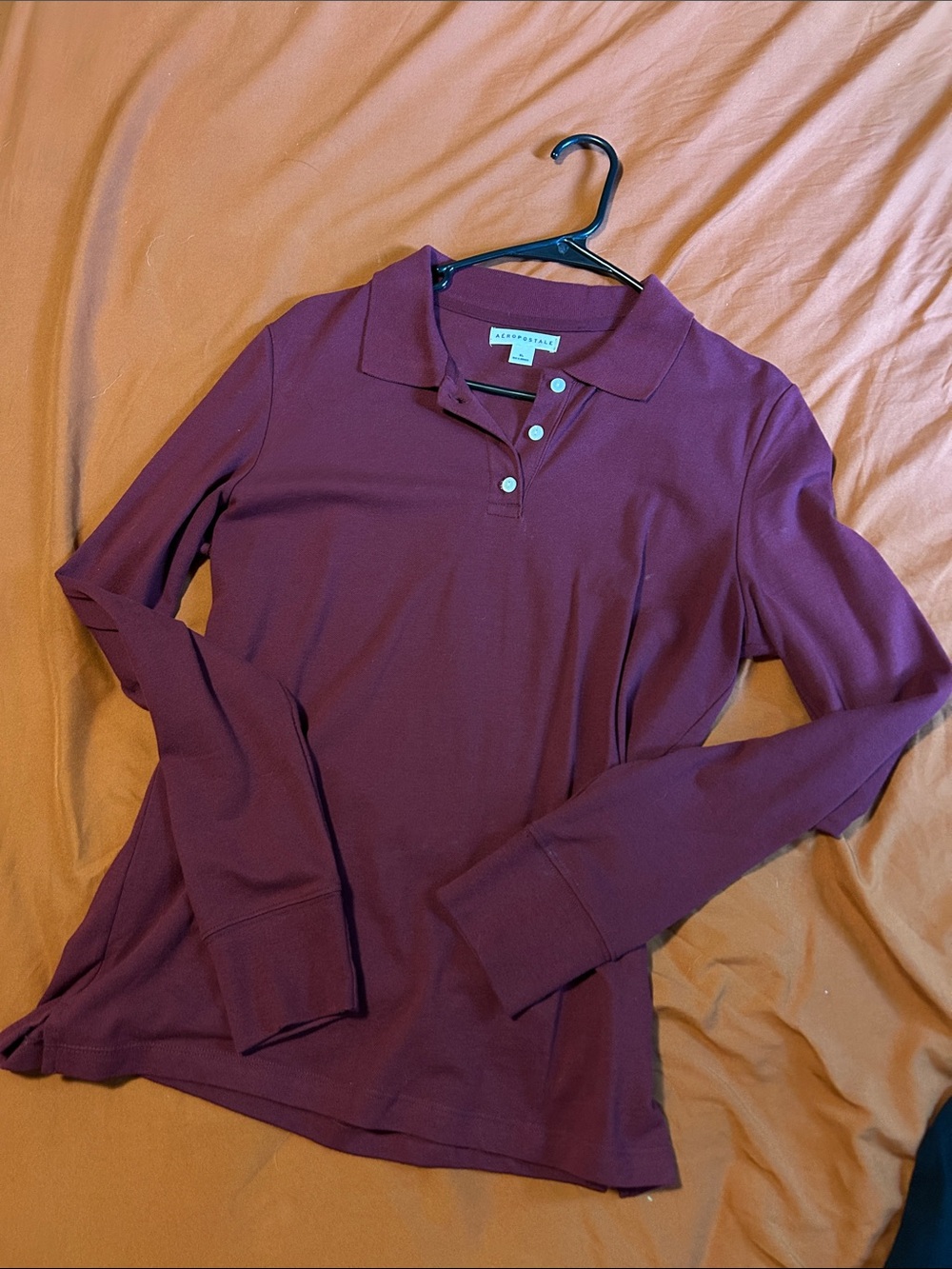 Aeropostale Long-Sleeve Polo in Plum